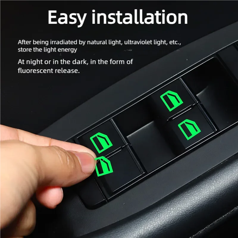 18Pcs/set Car Luminous Door Window Lift Button Stickers Car Windows Control Panel Decals Car Interior Sticker Auto Accessories