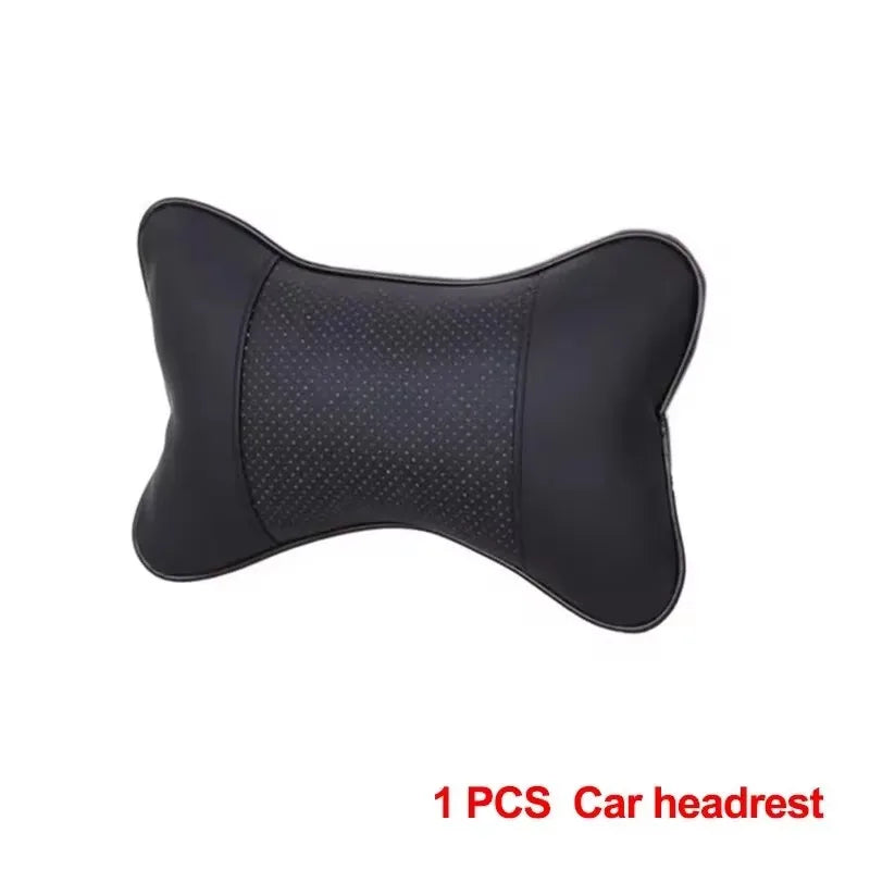 Car Neck Pillows Both Side Pu Leather 1pcs Pack Headrest For Head Pain Relief Filled Fiber Universal Car Pillow