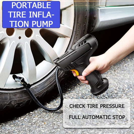 1 Set Car Mounted Inflation Pump Handheld Smart Home Car Motorcycle Portable Tire Inflation Pump Black Portable