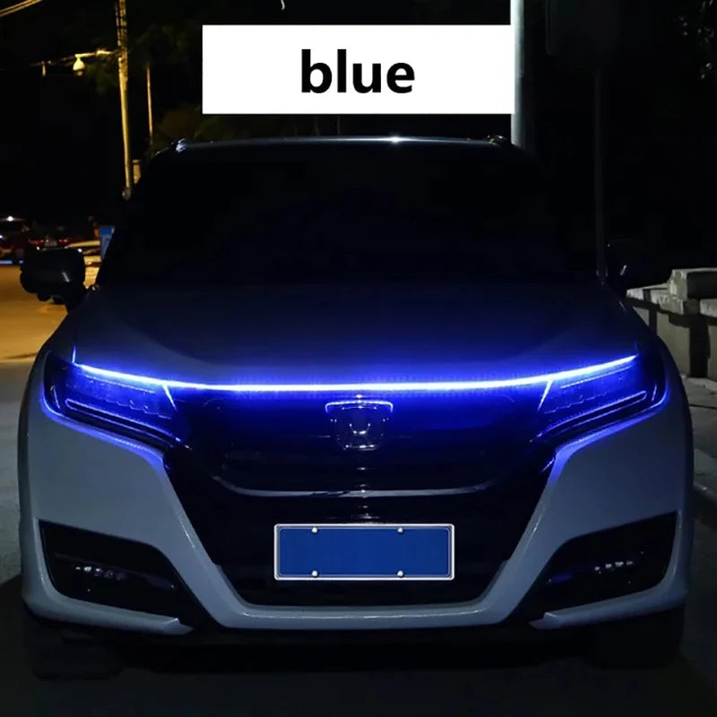 150cm LED Daytime Running Light Scan Starting Car Hood Decorative Lights DRL Auto Engine Hood Guide Decorative Ambient Lamp 12V