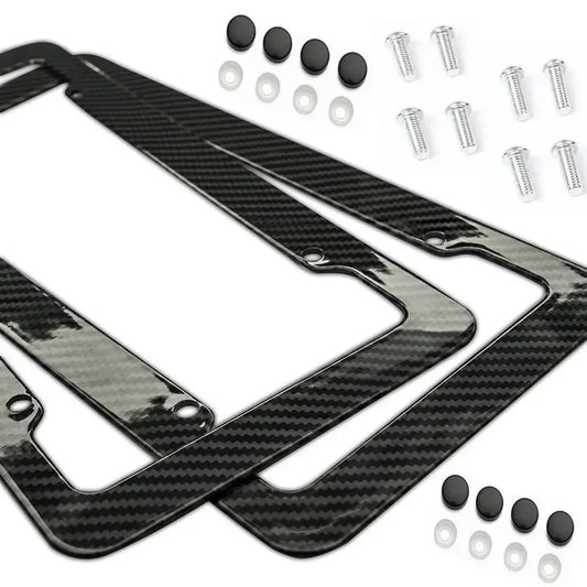 NEW Universal 30*15CM 1/2pcs License Plate Frame Carbon pattern Plastic License Plate Frame Bracket with Standard Screw Kits